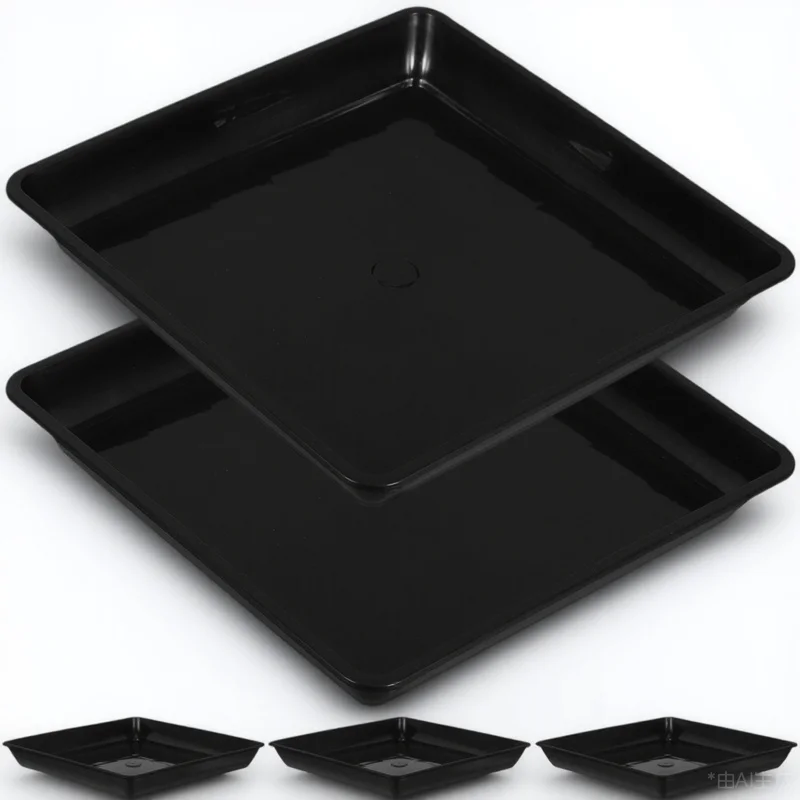 Kwadratowa taca ogrodowa, ozdobna, funkcjonalna podstawa pod doniczki, kwadratowa taca do podlewania, wytrzymały plastik, do użytku na zewnątrz i wewnątrz.