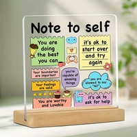 Decorative Sign with Wooden Base Inspirational Acrylic Positive Affirmation Self-love Reminder School Colorful Encouraging Note