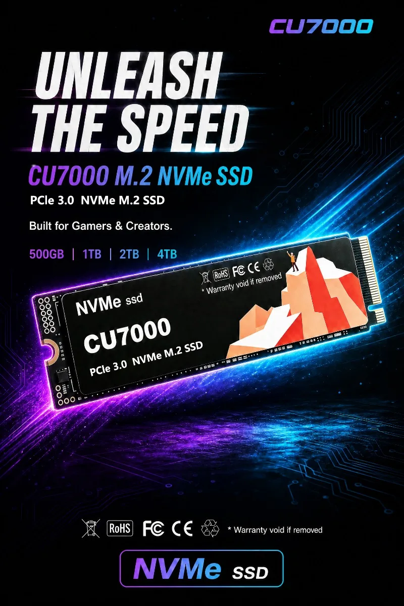 Original CU7000 SSD M.2 NVMe Internal Solid State Drive High Speed PCIe 3.0 Gaming Drive Works for Laptop PC Hard Disk