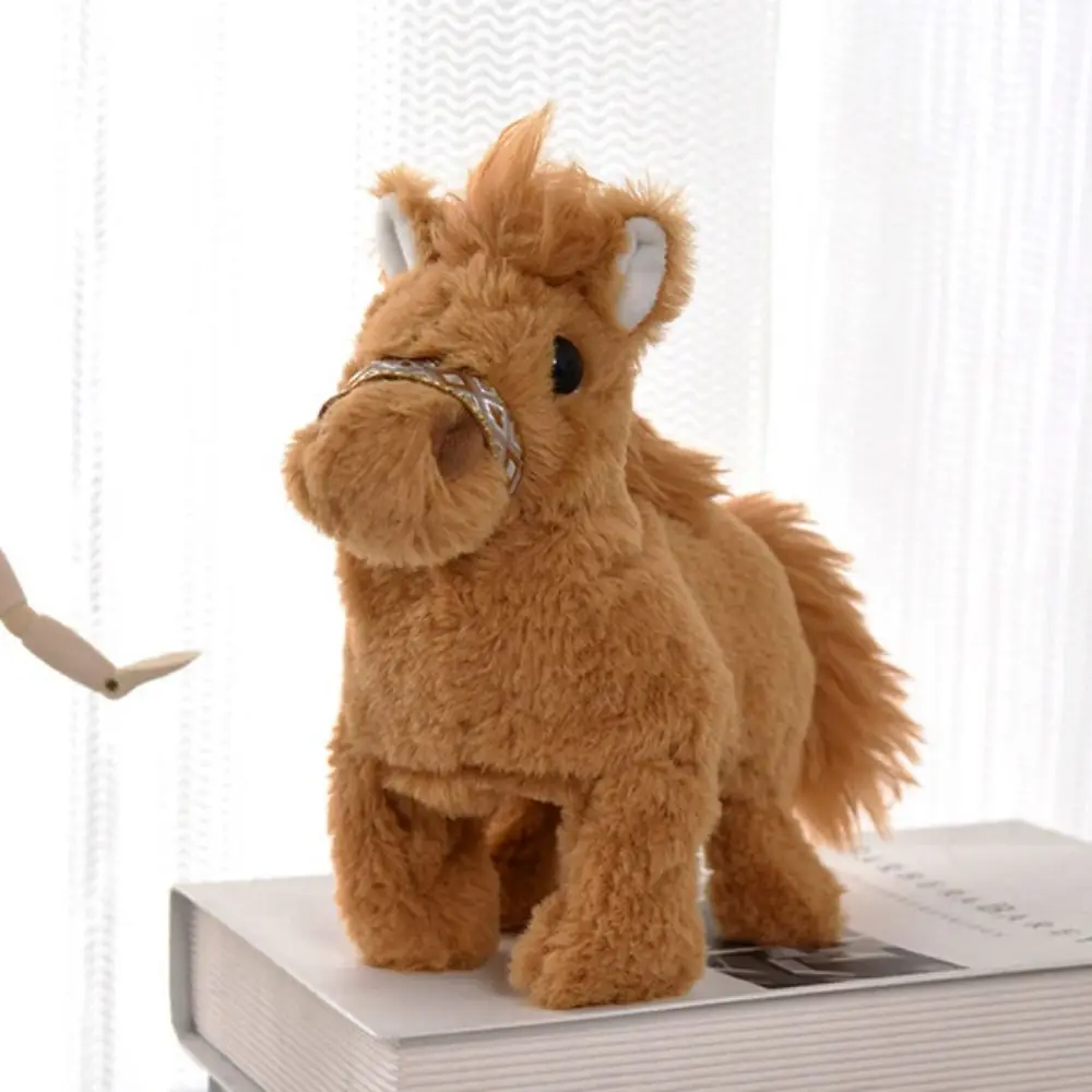 Simulated Walking Horse Plush Doll Moving The Tail Walks and Makes Sounds Electric Horse Plush Toy Soft Fur Electric