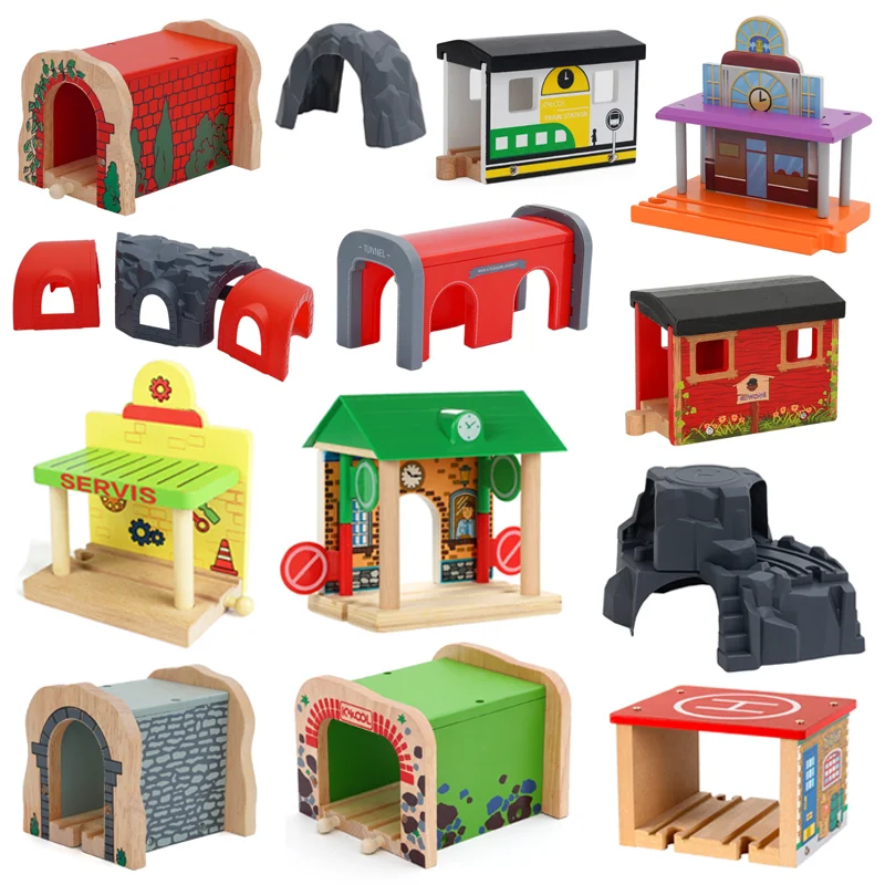 

Wooden Track Magnetic Train Toy Wooden Track Scene Accessories Mountain Cave Tunnel Beech Wood Track Children's Toy