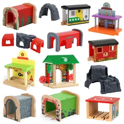 Wooden Track Magnetic Train Toy Wooden Track Scene Accessories Mountain Cave Tunnel Beech Wood Track Children's Toy