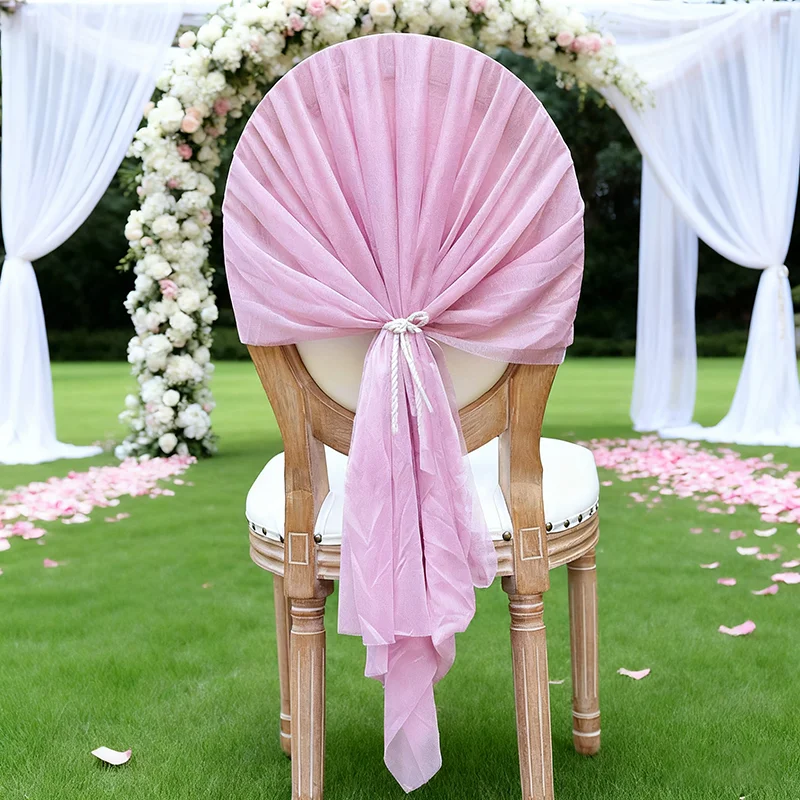 12pcs Wedding Chair Decoration Set Tulle For Wedding Event Party Decor With Chair Back  Cover Drape Ceremony Decoration Supplies