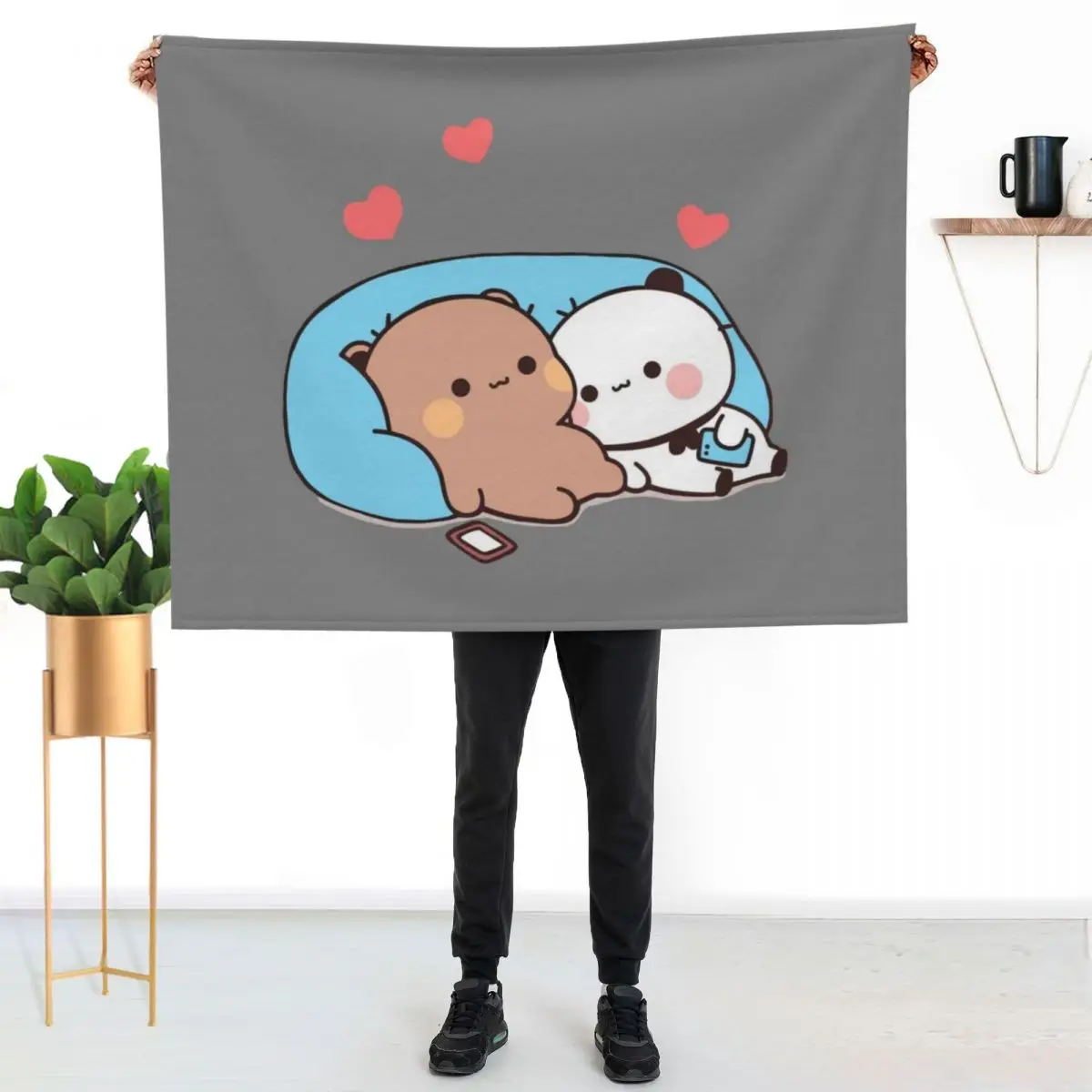 

DuDu Bear and BuBu Panda’s night days Throw Blanket Luxurious Soft Blanket Holiday Gift for Family