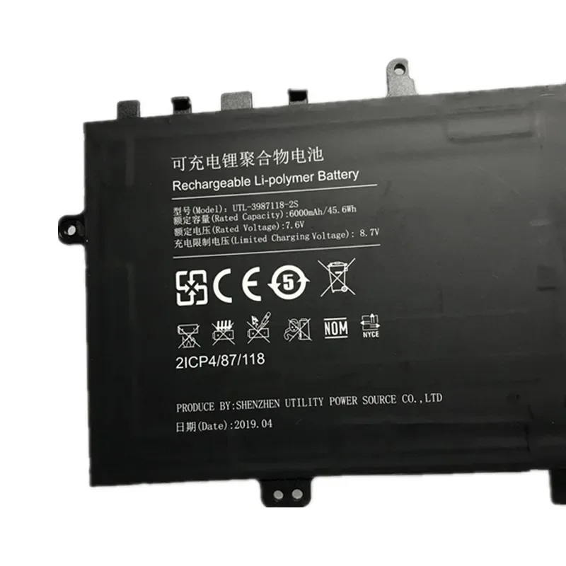 UTL-3987118-2S  7.6V 6000mAh 45.6Wh Laptop Battery For Hasee  grace X3 G1 X3 D1 HKNS02 01 Haier Yi 3000 SYi 5000