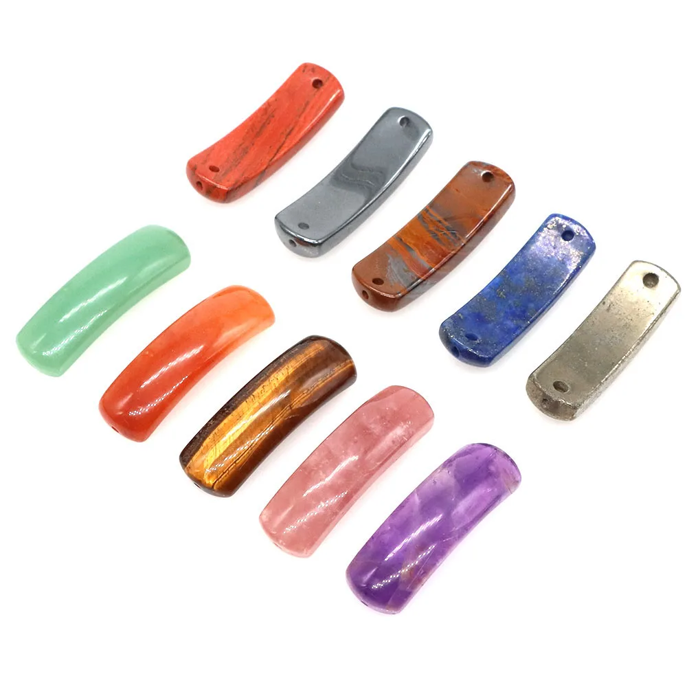 35x10mm Natural Rectangle Bar Stones Crystals Pendant Beads Connector For Jewelry Making Diy Bracelet Neclace Yoga Relief Bangle