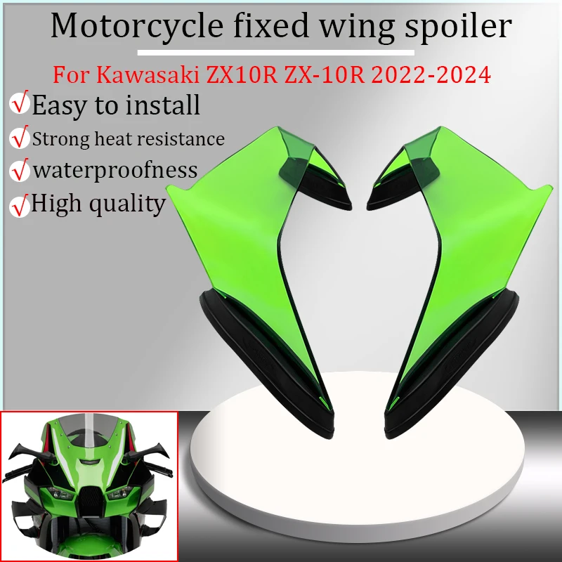 

For Kawasaki ZX10R ZX-10R 2022-2024 2023 Motorcycle Aerodynamic Wing Spoiler, Fixed Wing fairings, Fixed Wings, Side Spoiler