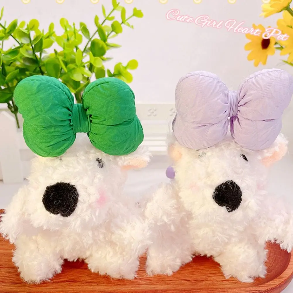 Anti-lost West Highland Terrier Keychain bowknot Mini Plush Puppy Keychain PVC and plush Creative doll pendant Children Gift