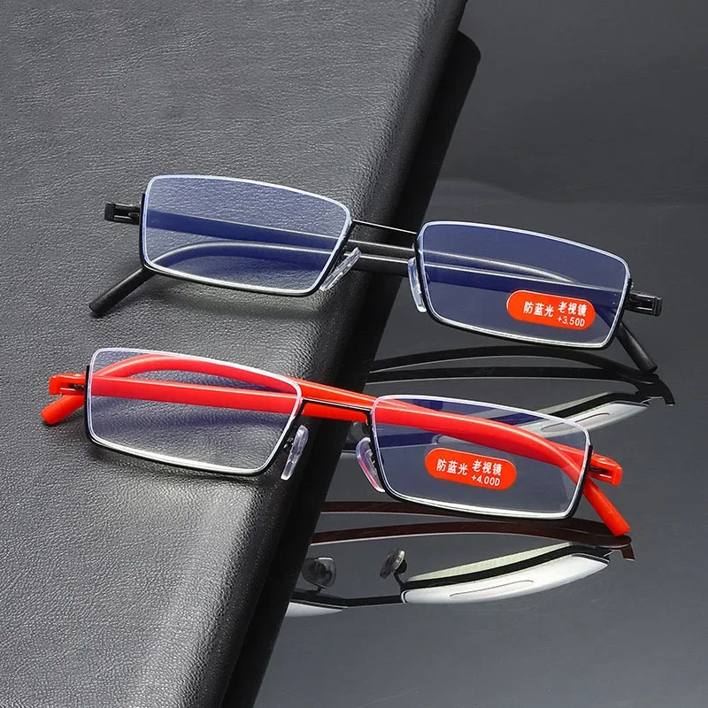 

Metal Anti-Blue Light Reading Glasses Men Half Frame Prescription Eyeglasses Male TR90 Eyewear With Case óculos