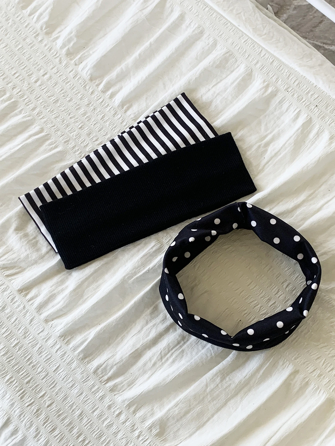 1 Stück Vintage Klassisches Schwarz Gestreiftes Einfarbiges Schwarzes Wellenförmiges Gepunktetes Breites Stirnband Unisex Vielseitiges Haaraccessoire – Detail 4