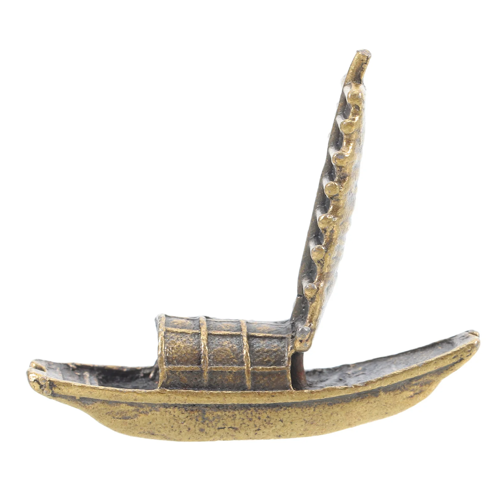 زخرفة قارب مصغر خمر النمط الصيني النحاس المراكب الشراعية لحديقة المناظر الطبيعية ديكور المناظر الطبيعية الصغيرة قارب صغير التماثيل #2