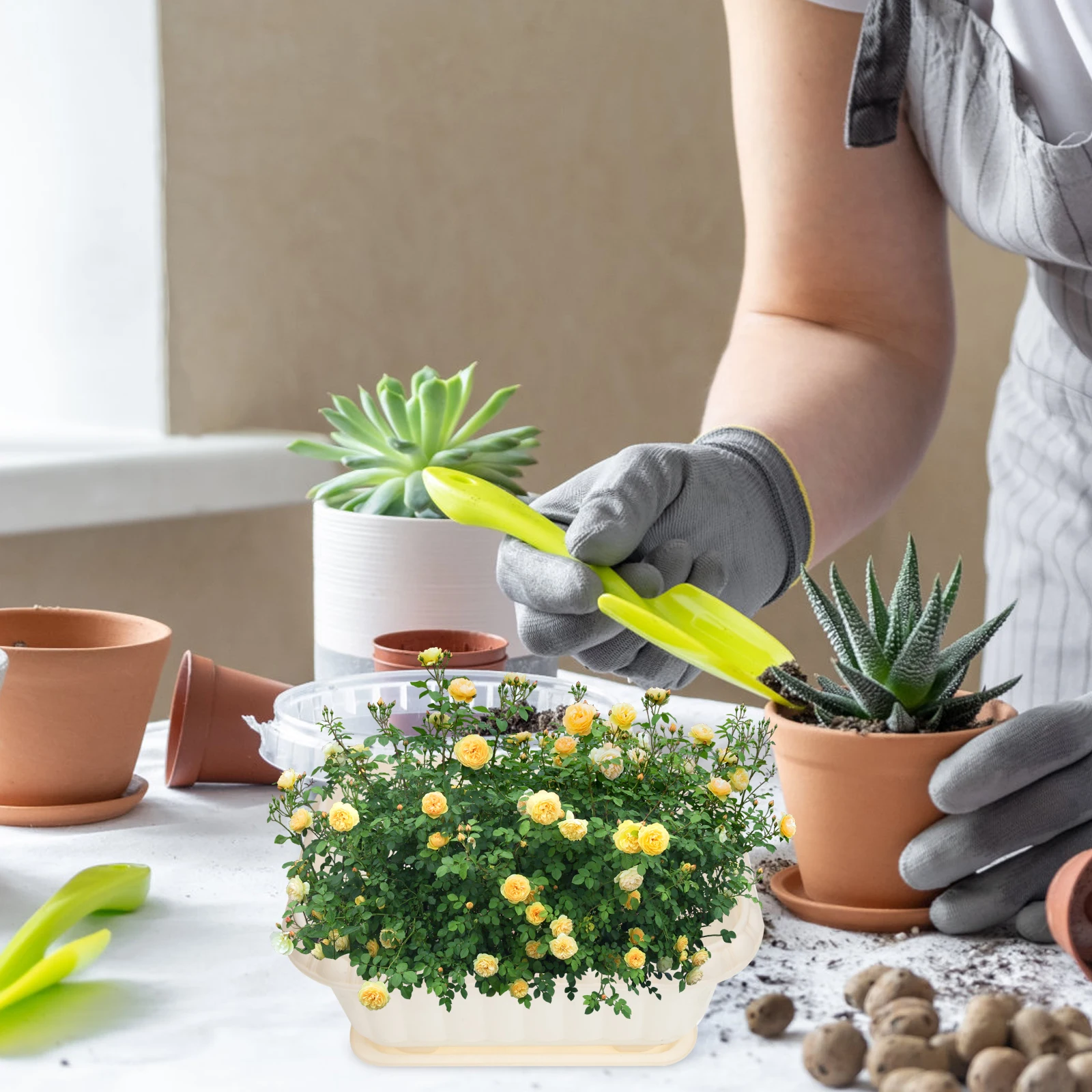 2 مجموعات مزارعي الخضروات البلاستيكية أواني الحدائق الكبيرة حاويات الحضانة صواني ميكروغرين أدوات البستنة الصرف الداخلي في الهواء الطلق #4