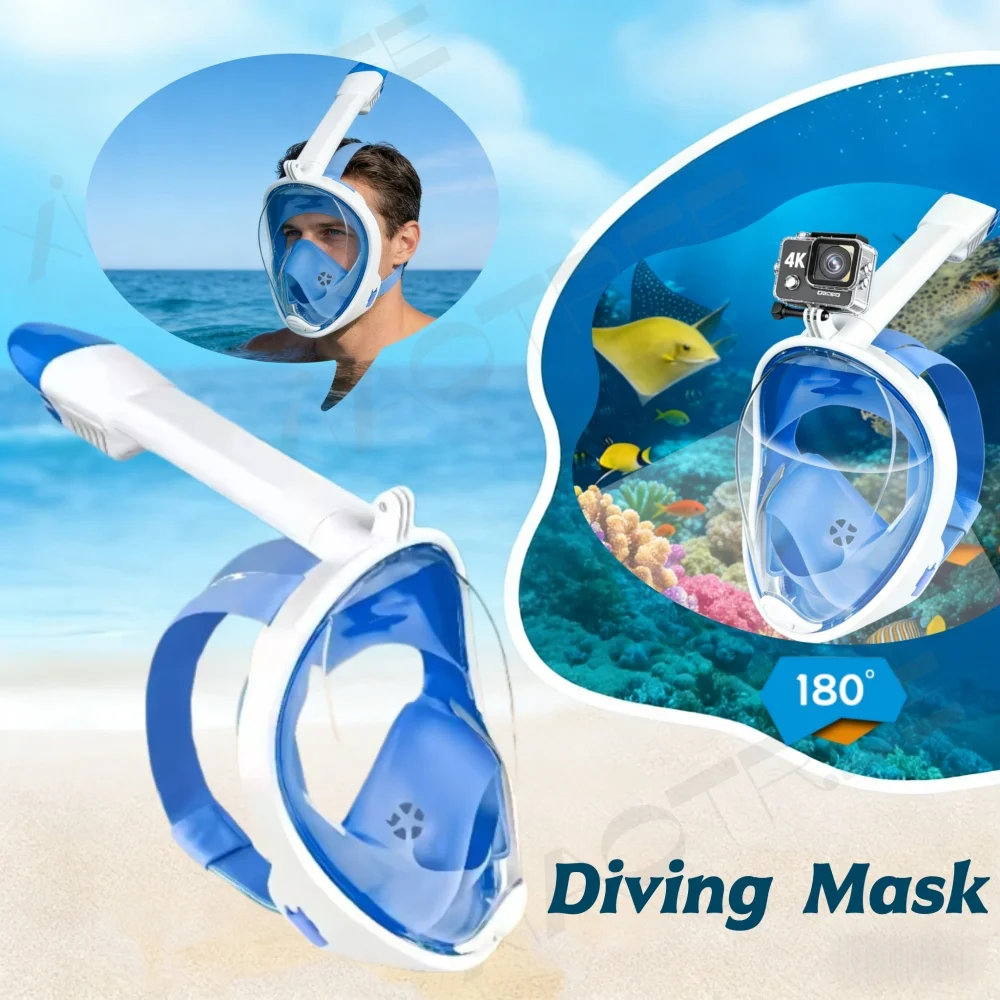 Unterwasser-Schnorchelmaske für Kinder und Erwachsene, Vollgesichts-Schwimmset, Tauchmaske mit Atemschutz, Antibeschlag-Beschichtung für Sicheres Atmen