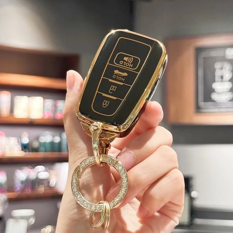 

Car Key Fob Cover with Keyring for Toyota 2018 2019 2020 2021 2022 Camry RAV4 Highlander Avalon C-HR Prius Corolla GT86