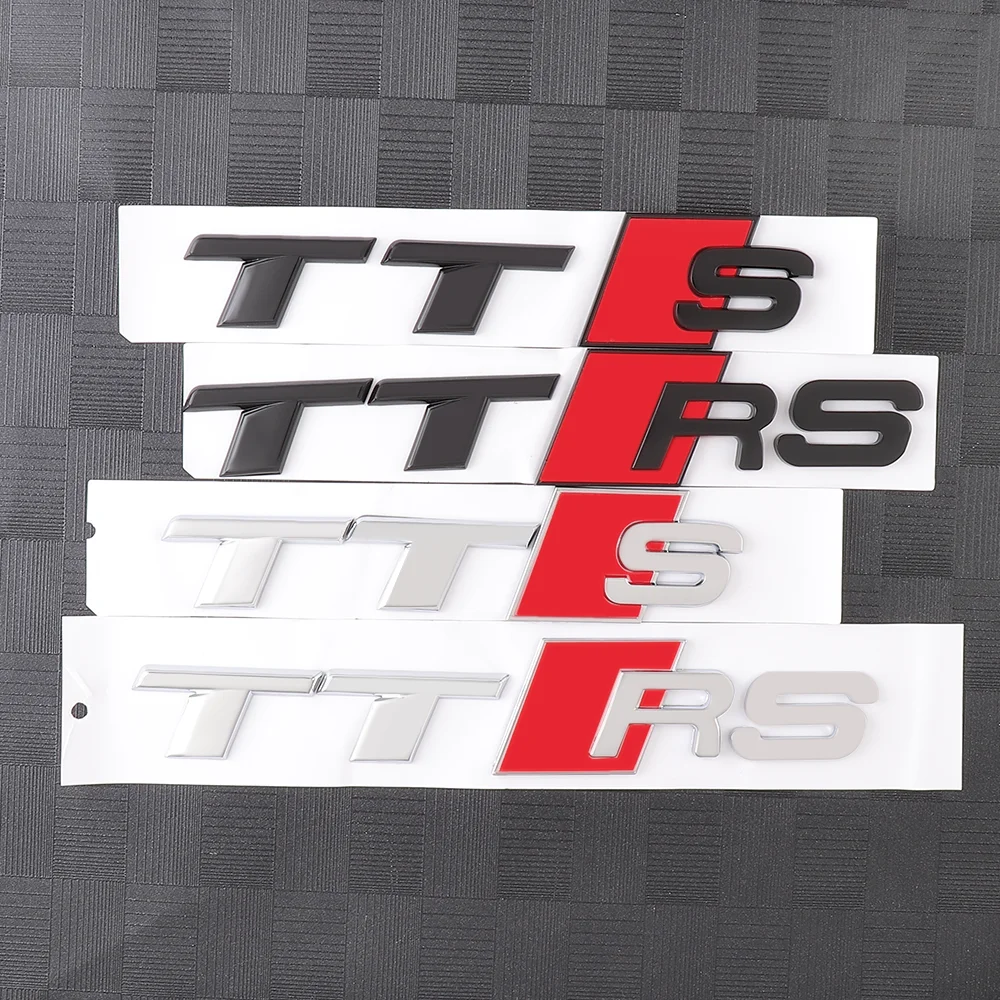 3D ABS TTS TTRS Emblem Car Body Rear Trunk Sticker Badge Decoration Accessories for Audi TT RS A3 A4 B8 8P 8V A6 C7 A5 Q5 B7 B6