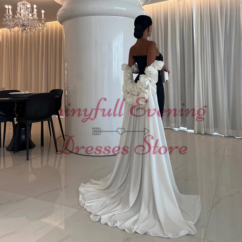 Thinyfull Sexy Mermaid Prom Evening Dresses Black Strapless Night Dress With Shawl Formal Cocktail Party Prom Gowns Plus Size