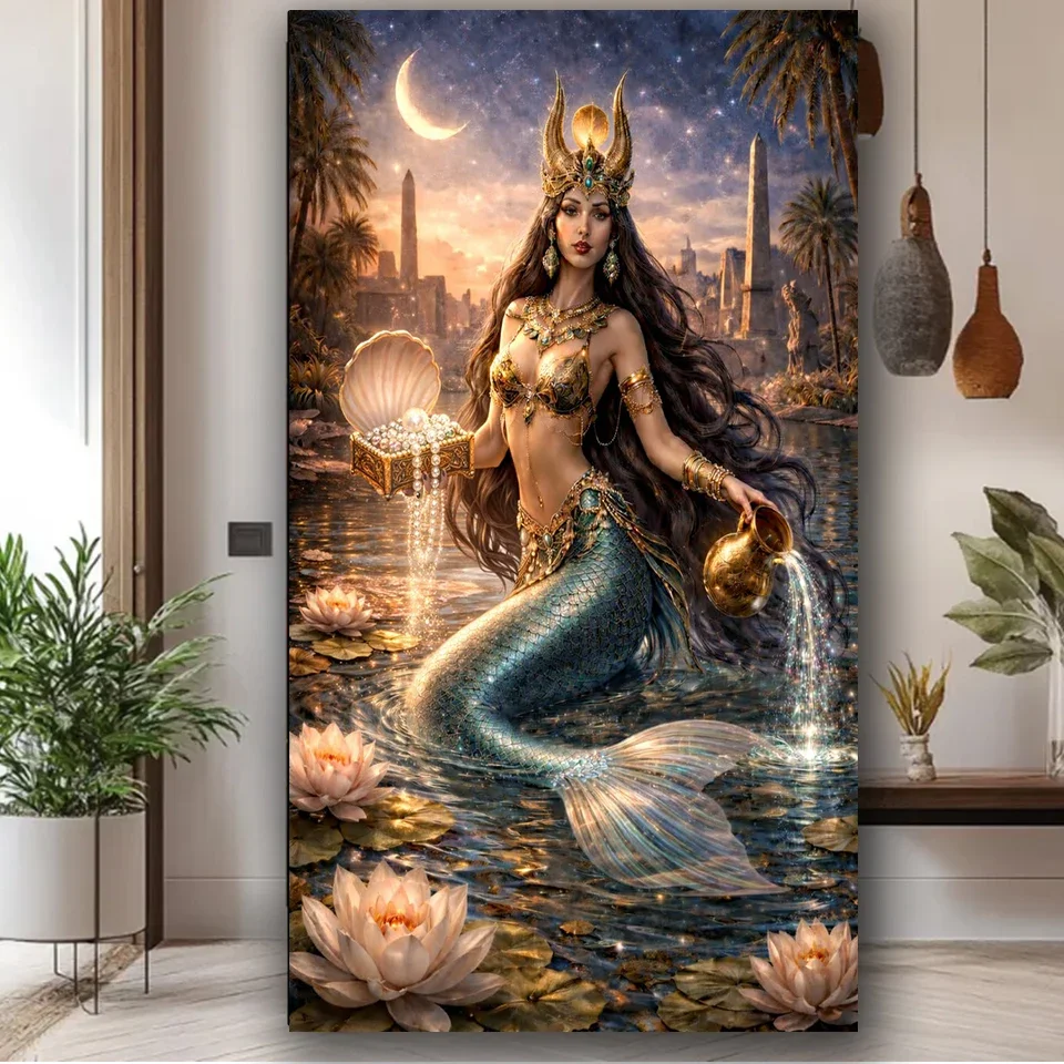 Mermaid Princess Diamond Painting New 2026 Full Square Round DIY Diamond Mosaic Embroidery New 2026 Figures Home Decor Big Size