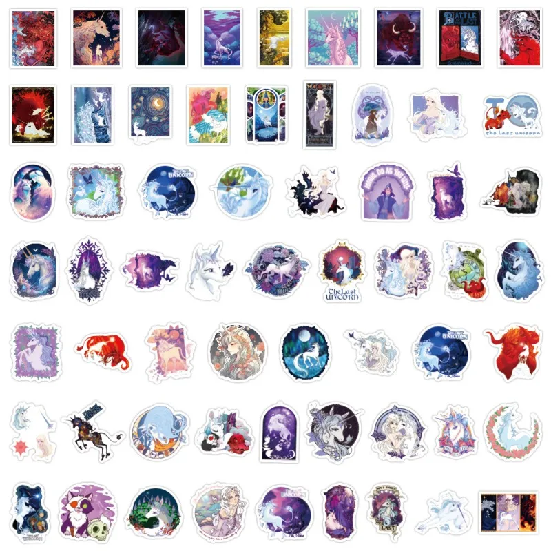 60pcs The Last Unicorn Anime Sticker Luggage Water Cup Stationery Mobile Phone Car Scooter Laptop Refrigerator Decoration