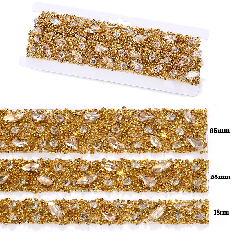 90cm/Yard Harz-Strass-Kette zum Aufbügeln, dekorative Kristall-Krallen-Strassband-Kette zum Aufbügeln, DIY-Kleidungs- und Hochzeitsdekoration