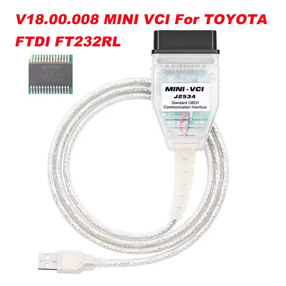 OBD2 Auto Scanner V18.00.008 MINI VCI For TOYOTA TIS Techstream Mini VCI FTDI FT232RL Chip J2534 OBD2 Car Diagnostic Cable
