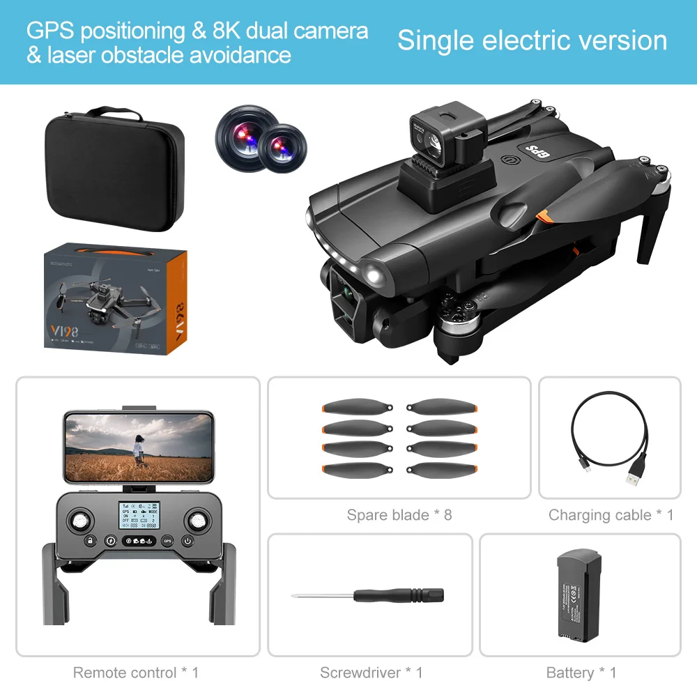 

New V198 Drone Professinal Three Camera 8K Wide Angle Optical GPS Localization Four-way Obstacle Avoidance Quadcopter For XIAOMI