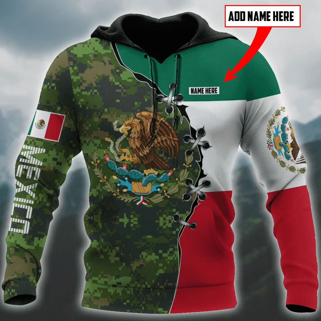 

Custom Name Mexico Flag 3D hoodie Flag with Eagle 3D Zipper Hoodies Sweater Pullover Men Women Jacket Hoodie Jersey Sportswear