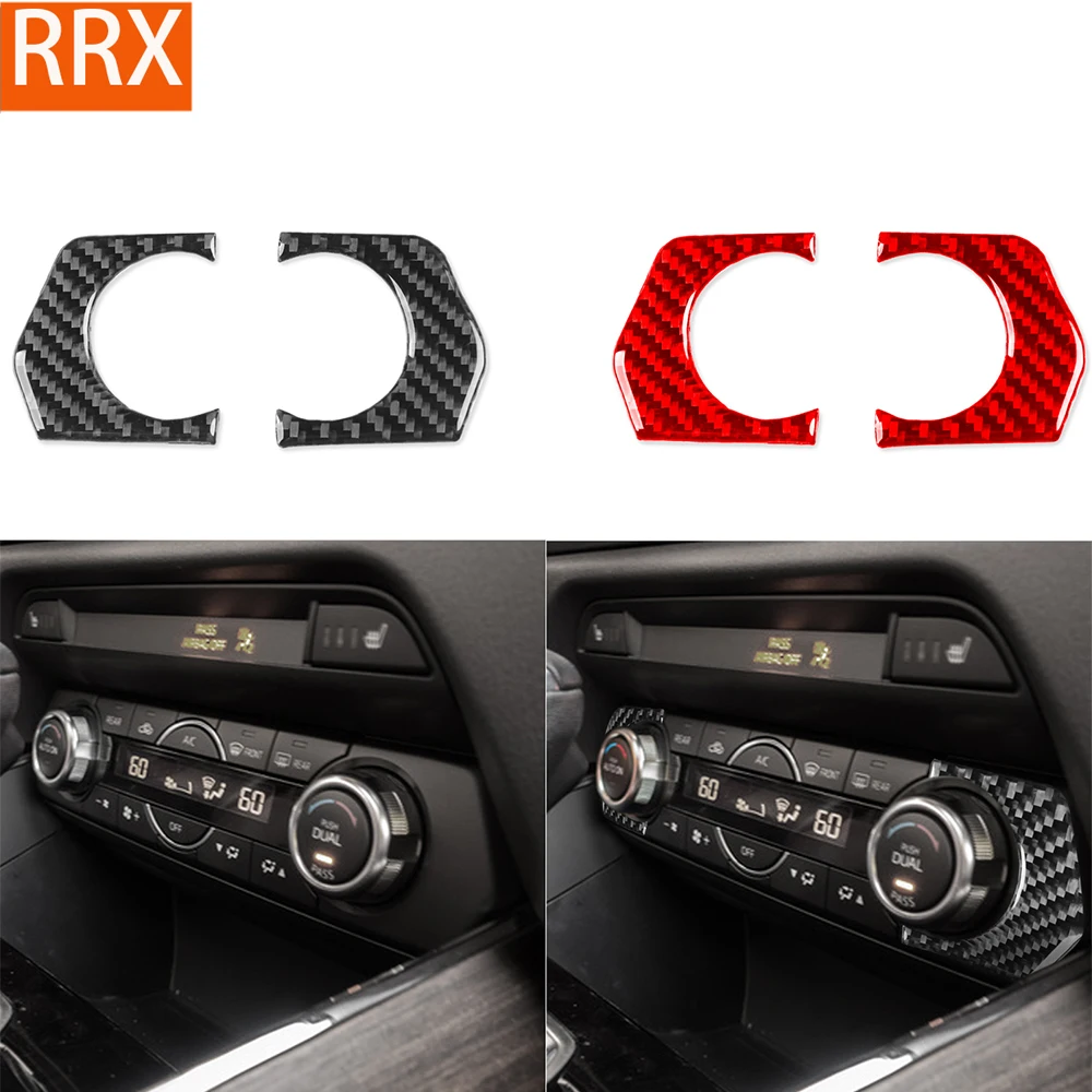 

For Mazda CX9 2016-2023 Dashboard AC Knob Control Panel Cover Trim Real Carbon Fiber Stickers Interior Car Moulding Accessories