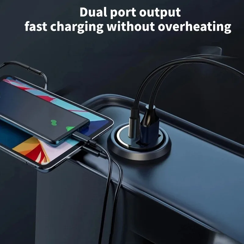 Mini Pull Ring Car Charger Dual USB Fast Chargingfor iPhone Huawei Xiaomi Samsung QC 3.0 Phone Convenient Charger Adapter