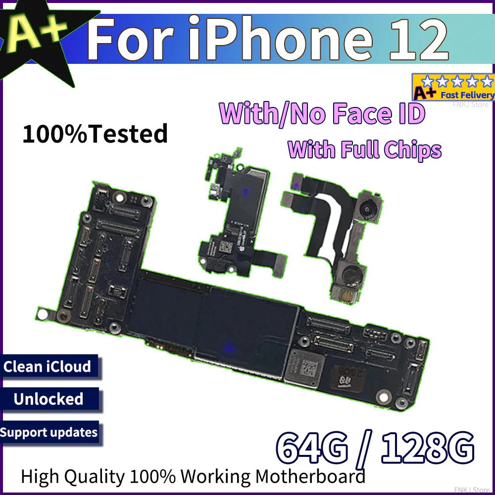 لوحة أم غير مقفلة لهاتف iPhone 12 Pro 12 Pro MAX مع لوحة منطق معرف الوجه نظيفة iCloud تعمل بالكامل لهاتف iphone 12 board MB