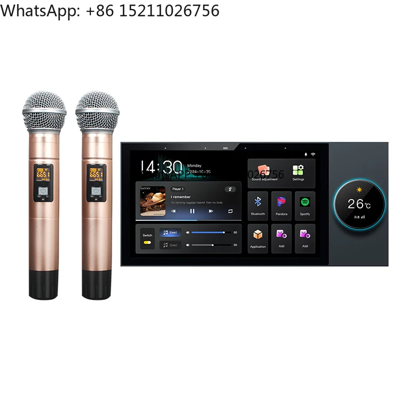 7-Inch Android 11 Home Theater Ceiling Speaker Audio Amplifier USB Mini System Two Zones for Independent Music Play Background