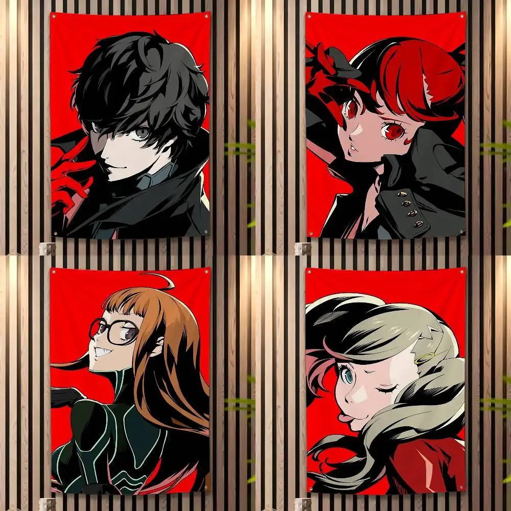 R-Ryuji Anne Makoto Futaba Akechi Haru Joker Flags Wall Hanging Tapestry Outdoor Garage Room Decorative flag Background Blanket