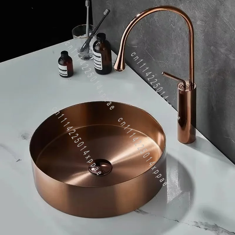 Round Washbasin KTV Hotel Wash Basin Light Luxury Gold Suitable For 304 Stainless Steel Countertop Basin Wash Basin Toilet