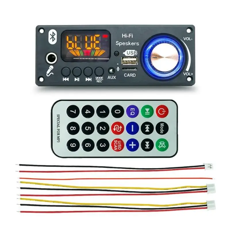 160W Bluetooth Amplifier Decoder Board DIY 12V Support FM Radio Mic TF USB for Car Home Stereo Speaker Retrofit