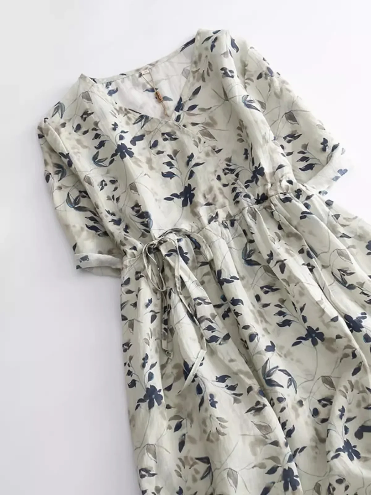 Robe d'été mi-longue à fleurs pour femmes, col en V, manches courtes, Wstring de proximité, robe trapèze vintage, robe de soirée sur la plage, robe éducative, nouveau, CY381