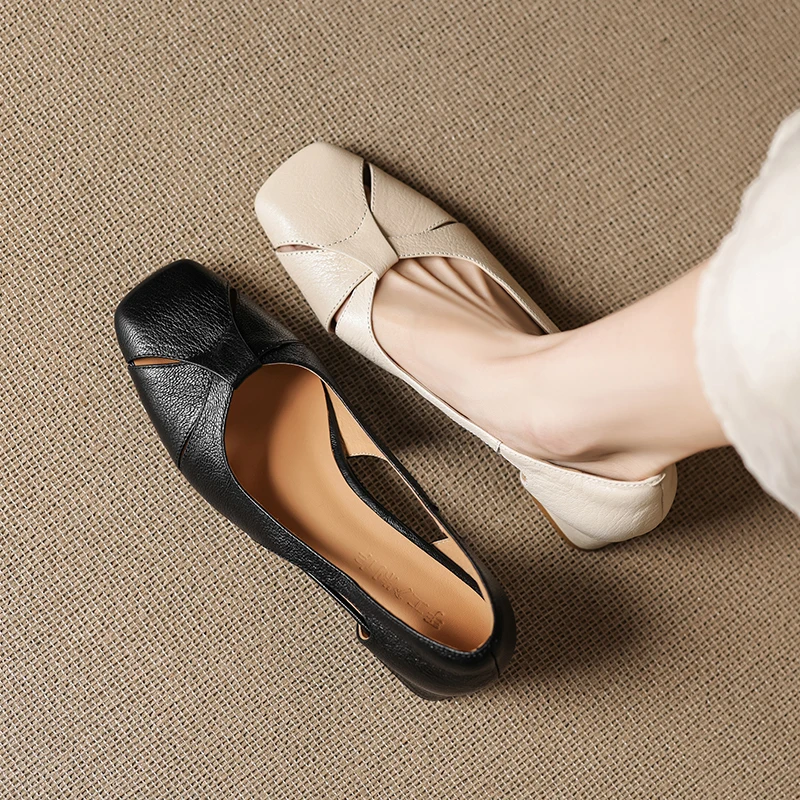 2026 new summer women sandals natural leather 22-25cm sheepskin+pigskin square toe hollow high heel women shoes fashion