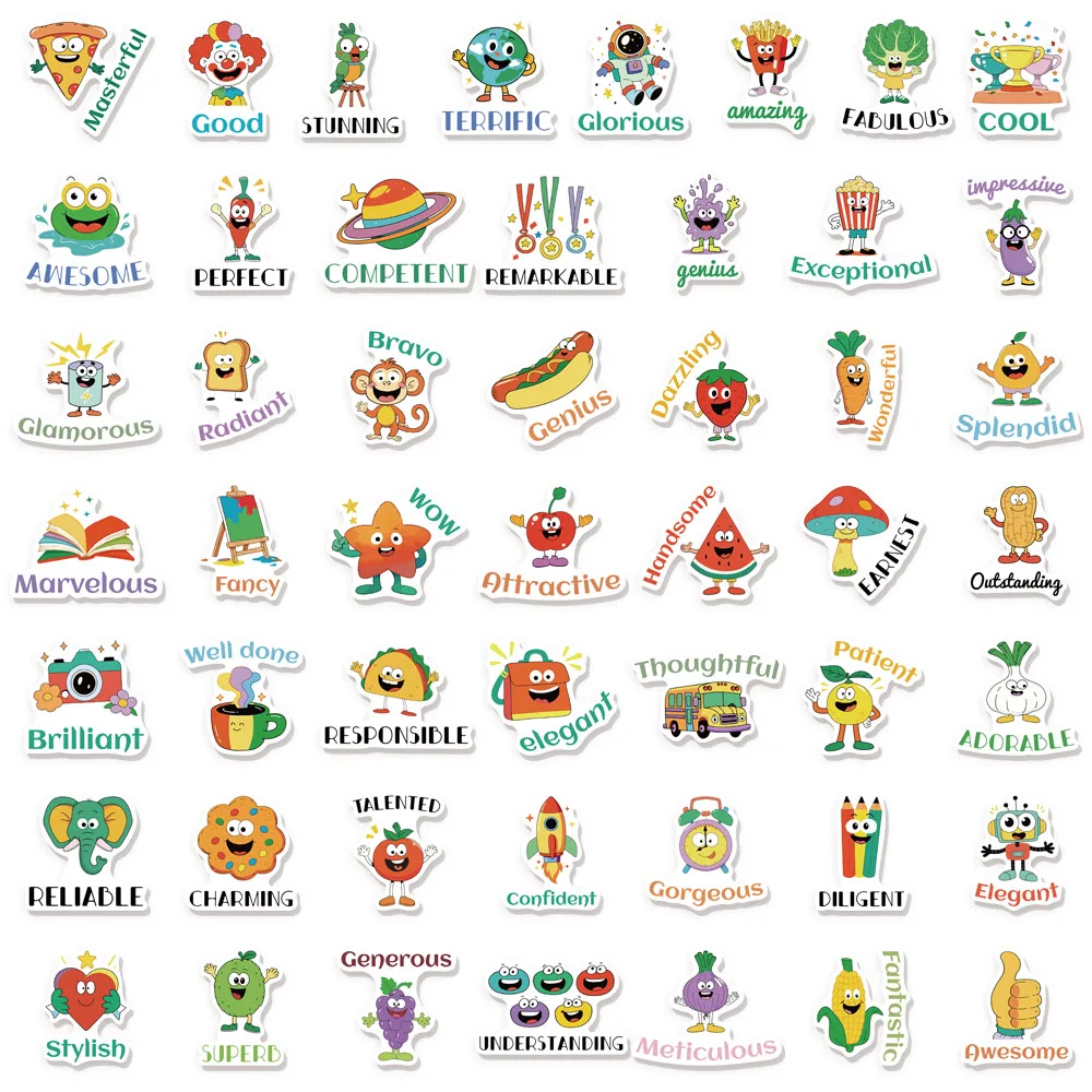 50 قطعة ملصقات مكافأة الفاكهة الكرتونية DIY دليل سجل القصاصات دفتر كوب ماء لعبة الكمبيوتر ملصقات المكافأة