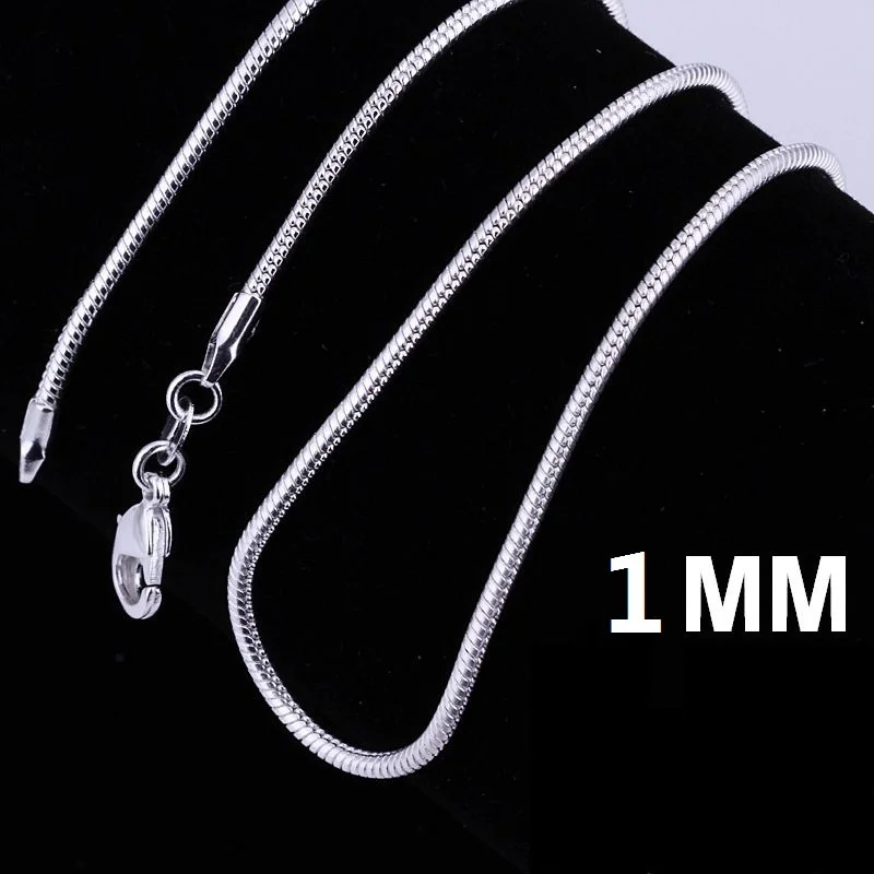 1PCS  925 Sterling Silver Snake Chain Necklace For Woman Man Fashion Jewelry image 4
