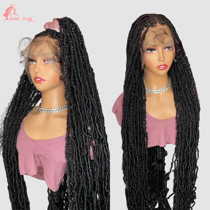 

40" Dreadlocks Synthetic Knotless Braids Wigs for African Women Passion Twist Box Braids Full Lace Wig Butterfly Locs Lace Wigs