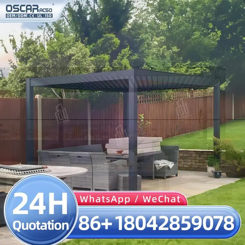 

Waterproof Louvered Aluminum Sun Shade with Manual and Remote Control for Garden Patio Backyard pergola