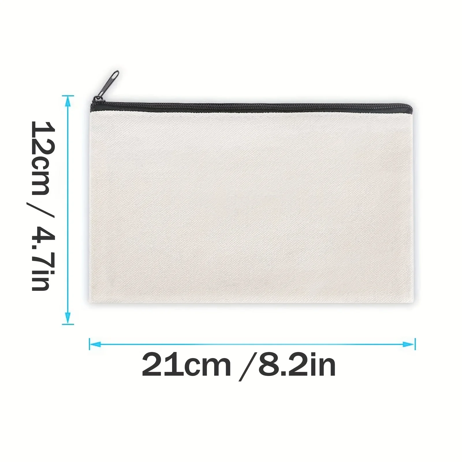 10pcs Blank Sublimation Canvas Zipper Bags with Clear Window, DIY Heat Transfer Pencil Pouches for Craft Storage