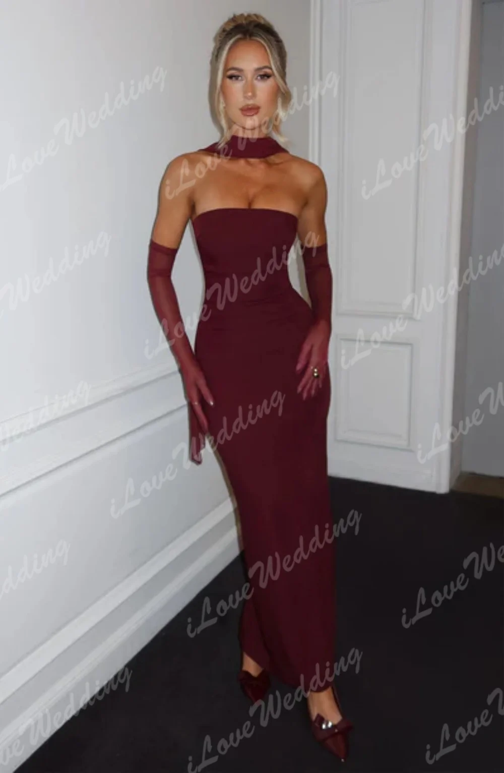 Cachecol colarinho sem alças sexy maxi vestido de baile para mulheres moda simples sem costas bodycon clube festa longo vestido de noite personalizado