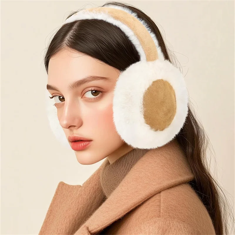 Women Suede Plush Earmuffs Wool Solid Plush Warm Outdoor Skiing Cycling Windproof Cold-Proo Winter Fluffy Ear Muffs Earflap