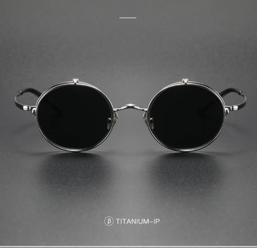 Retro Round Frame Flip Sunglasses Double-layer Polarized Eyeglasses Men Women Multi-functional Driving Sun Glasses Circle Frames