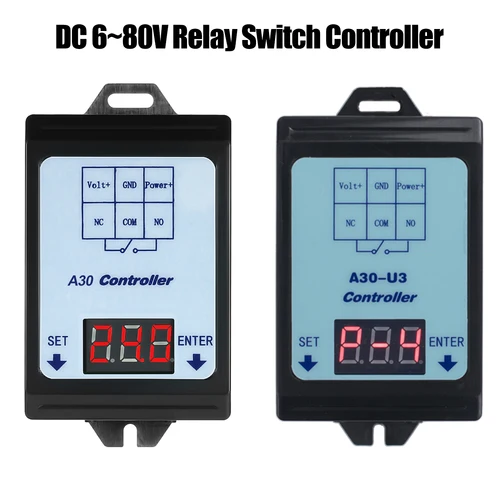 Controlador de interruptor de relé DC 6 ~ 80V detección de voltaje carga Monitor de descarga con estuche pantalla Digital detección de voltaje CC
