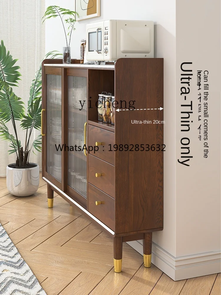 ZZ XL Stone Plate Sideboard Ultra-Thin Solid Wood 20cm Ultra-Narrow Cabinet Kitchen Sideboard Cabinet