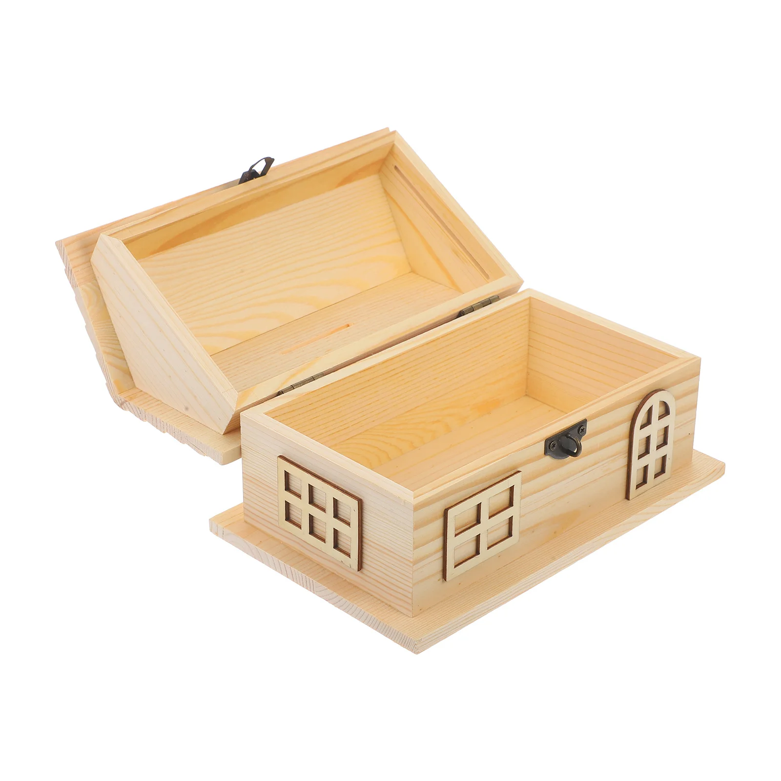 Onvoltooide houten spaarpot Huisvorm Diy Kids Saving Box Rustieke houten muntbank voor kinderen Geldopslag Craft