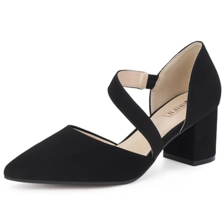 

IN2 Women's Pumps Closed Toe Strappy Heels Low Block Chunky Heels Dressy Wedding Bride Prom Business Dress Shoes for Women Comf