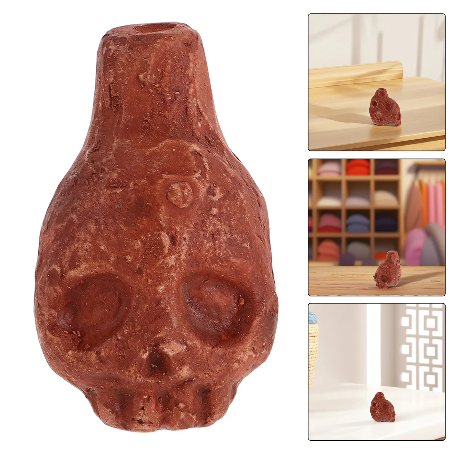 

Ceramic Mini Skull Death Whistle Light Brown Halloween Screaming Loud Party Noise Maker Survival Emergency Spooky Crisp Sound