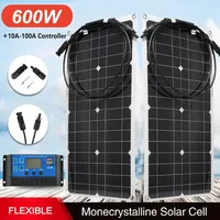 300W 600W Solar Panel Kit 18V Flexible Solar Cell with 100A Controller Power Bank For Home Phone Car RV Camping Battery Charger