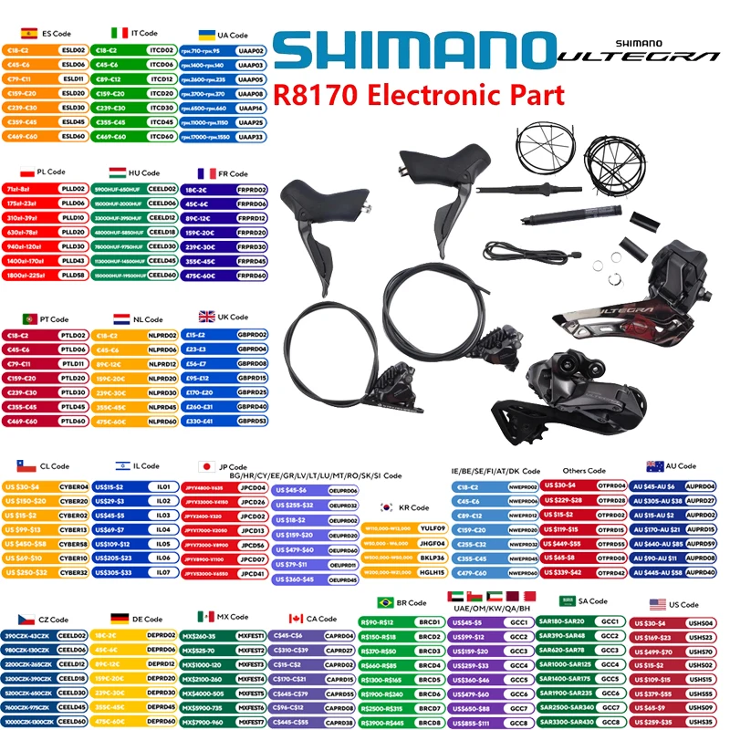 Shimano ULTEGRA Series Di2 Groupset R8170 Electronic Part Without Crankset 2x12s For Road Bike No Crankarm No Chainring Original